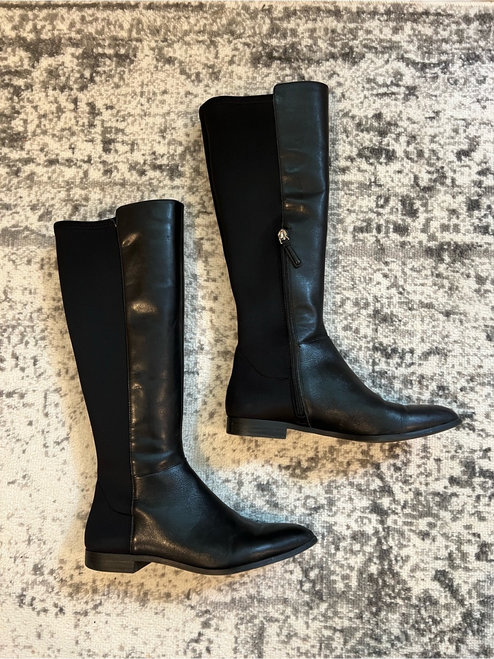 Nine West Black Over-the-Knee Leather Riding Boots
